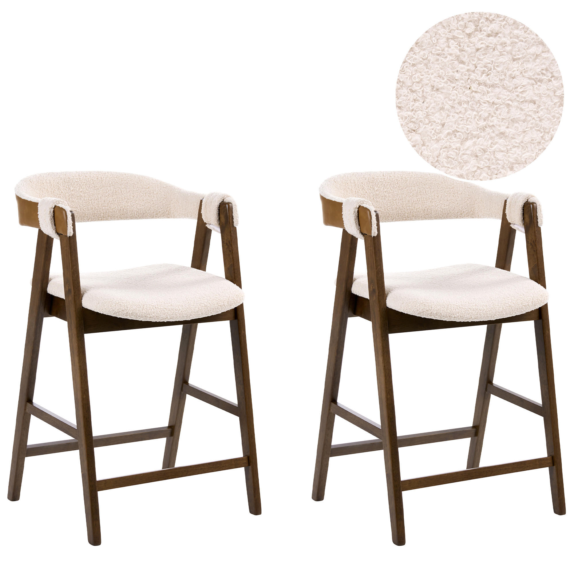 BARSTUHL 2er-Set Bouclé Braun/Hellbeige Day - Beige, Textil (52/88/62cm) - Beliani