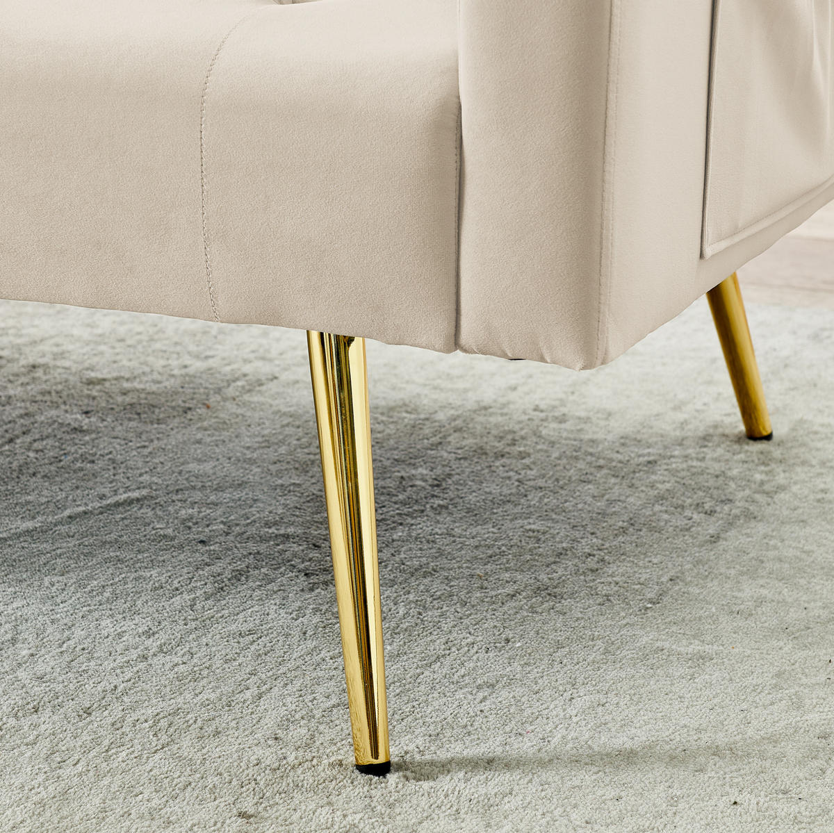 SOFA mit verstellbarer Rückenlehne 2-Sitzer Beige Samt - Beige, Holzwerkstoff (177/74/78cm) - Meubliv
