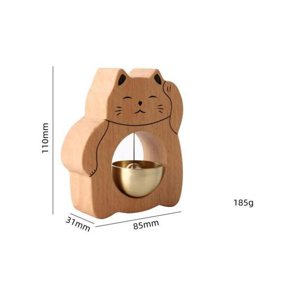 TÜRKLINGEL Glückskatze Holz/Kupfer - Braun, Holz (8.5/3.1/11cm)