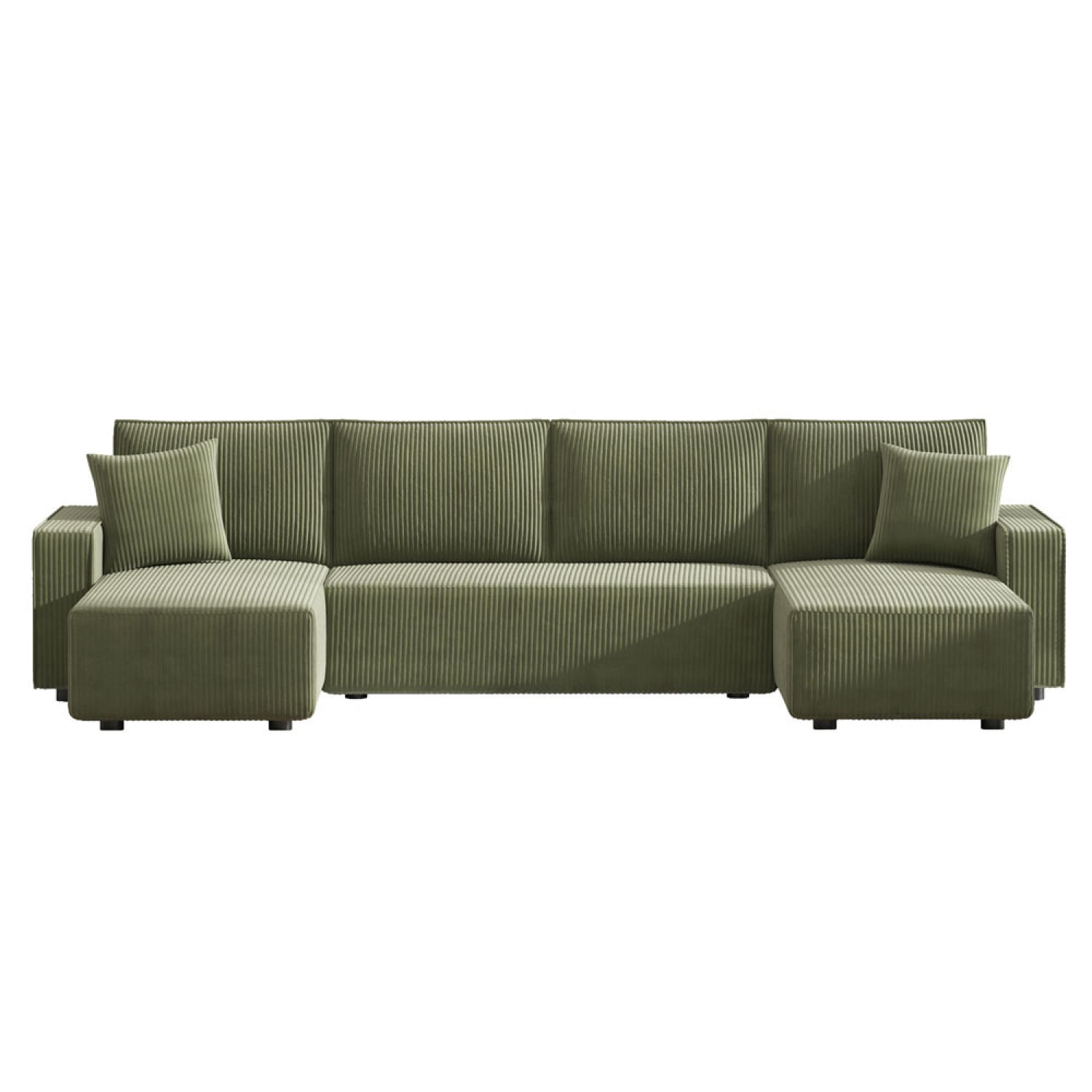 PANORAMA-SCHLAFSOFA salisbury grün 6-sitzer cord - Grün, Holz (318/82/142cm) - Concept Usine
