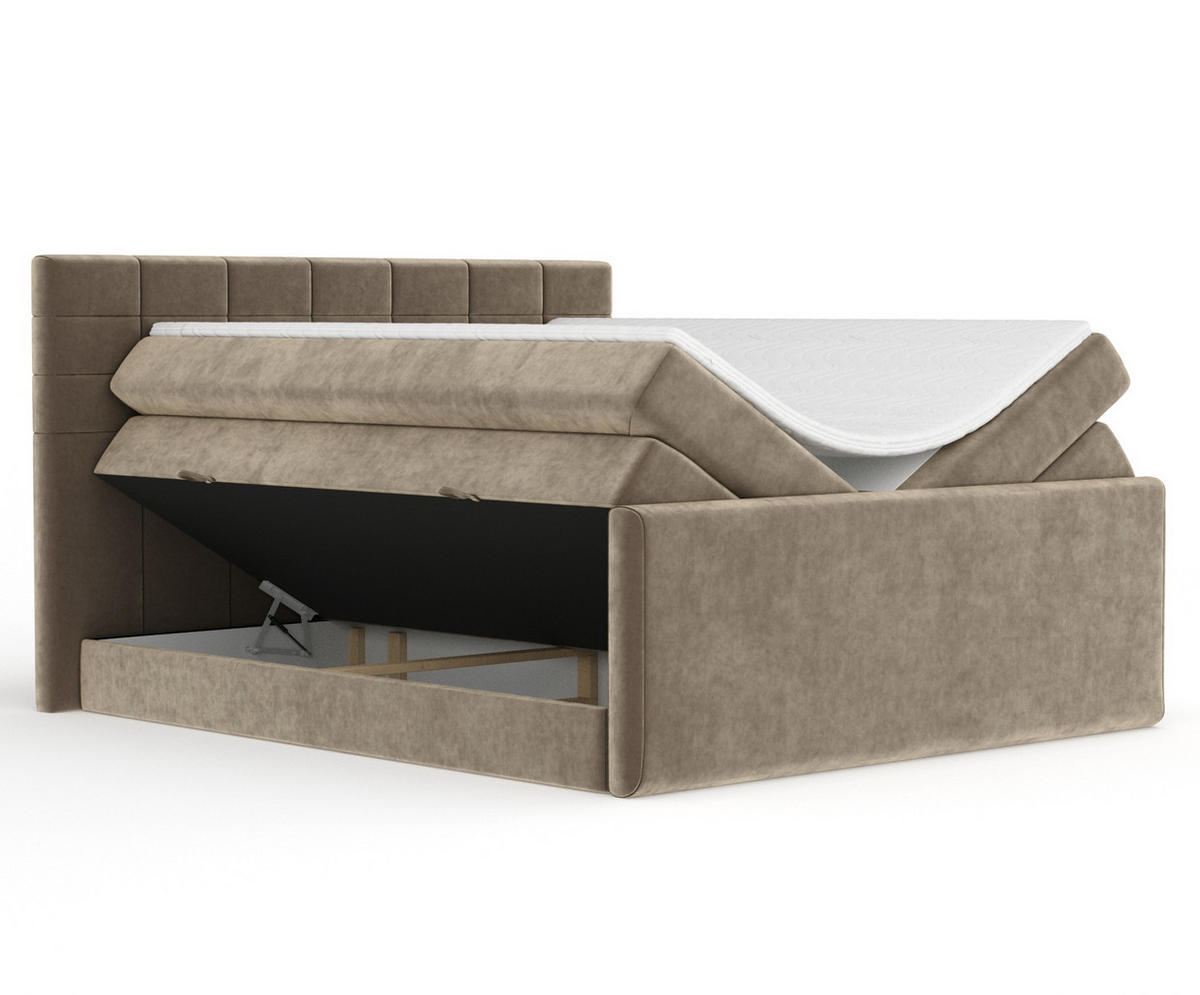 BOXSPRINGBETT Ava Braun 160/200 cm - Schwarz/Braun, Holz/Holzwerkstoff (160/200cm) - Maison de Reve