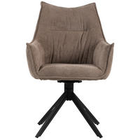 DININGSESSEL Ginosa braun drehbar - Beige/Schwarz, Textil/Metall (62/90/66cm) - Mr. Deko