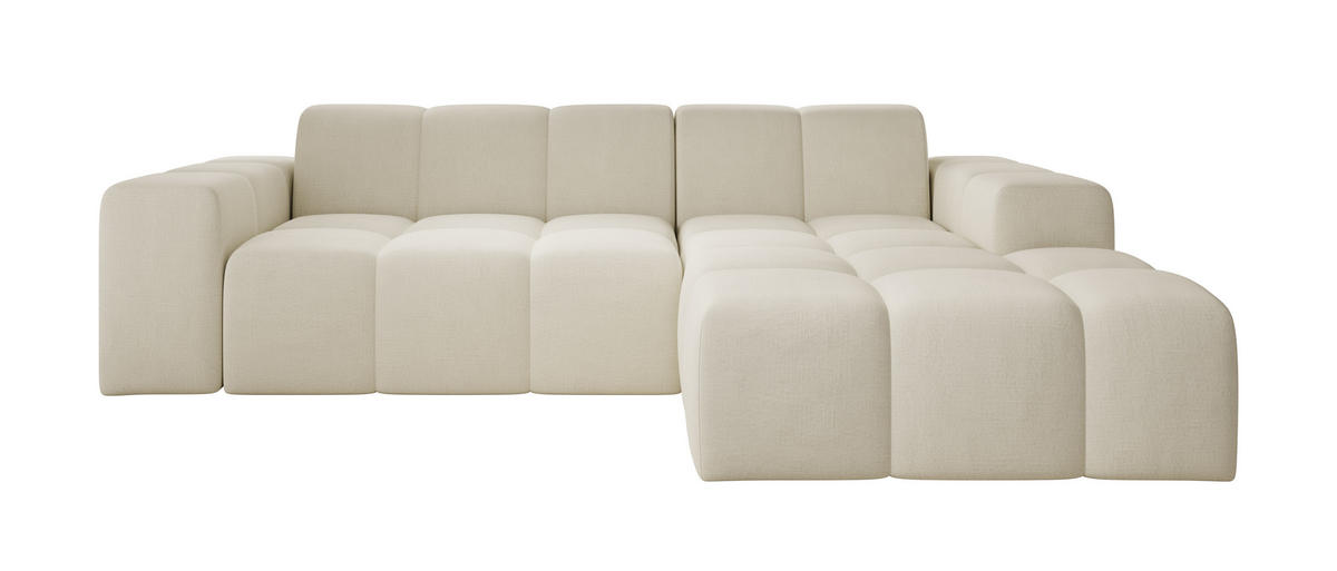 ECKSOFA Fogo ohne Schlaffuktion, L-Form, Sofa Rechts, Veloursstoff, 245x68x180 cm, Beige - Beige, Holz (245/180cm) - PROMETO Möbel