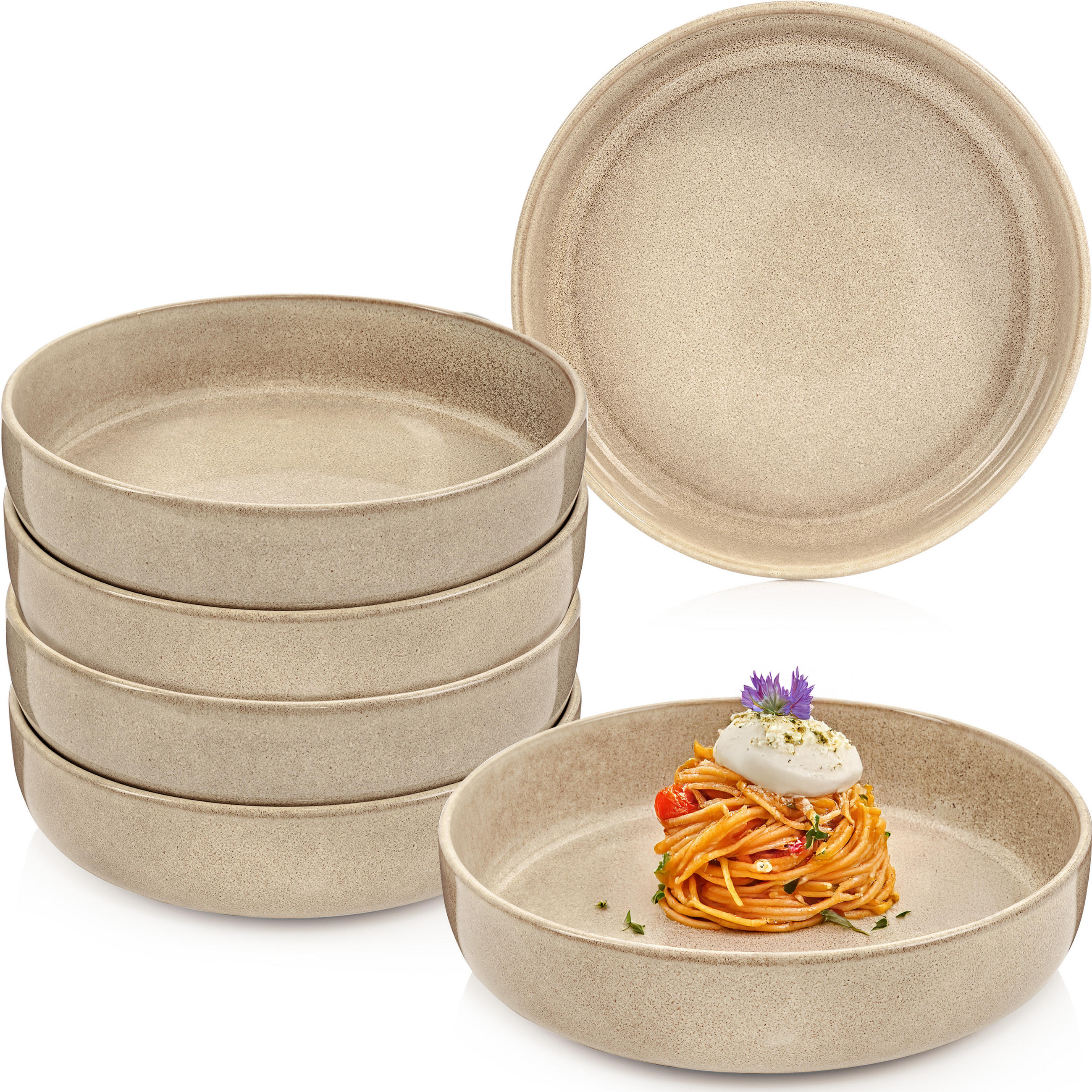PASTASCHALEN SET KAIRO MOCHA - 6 teilig aus Steingut - Beige, Keramik (31.5cm) - Sänger