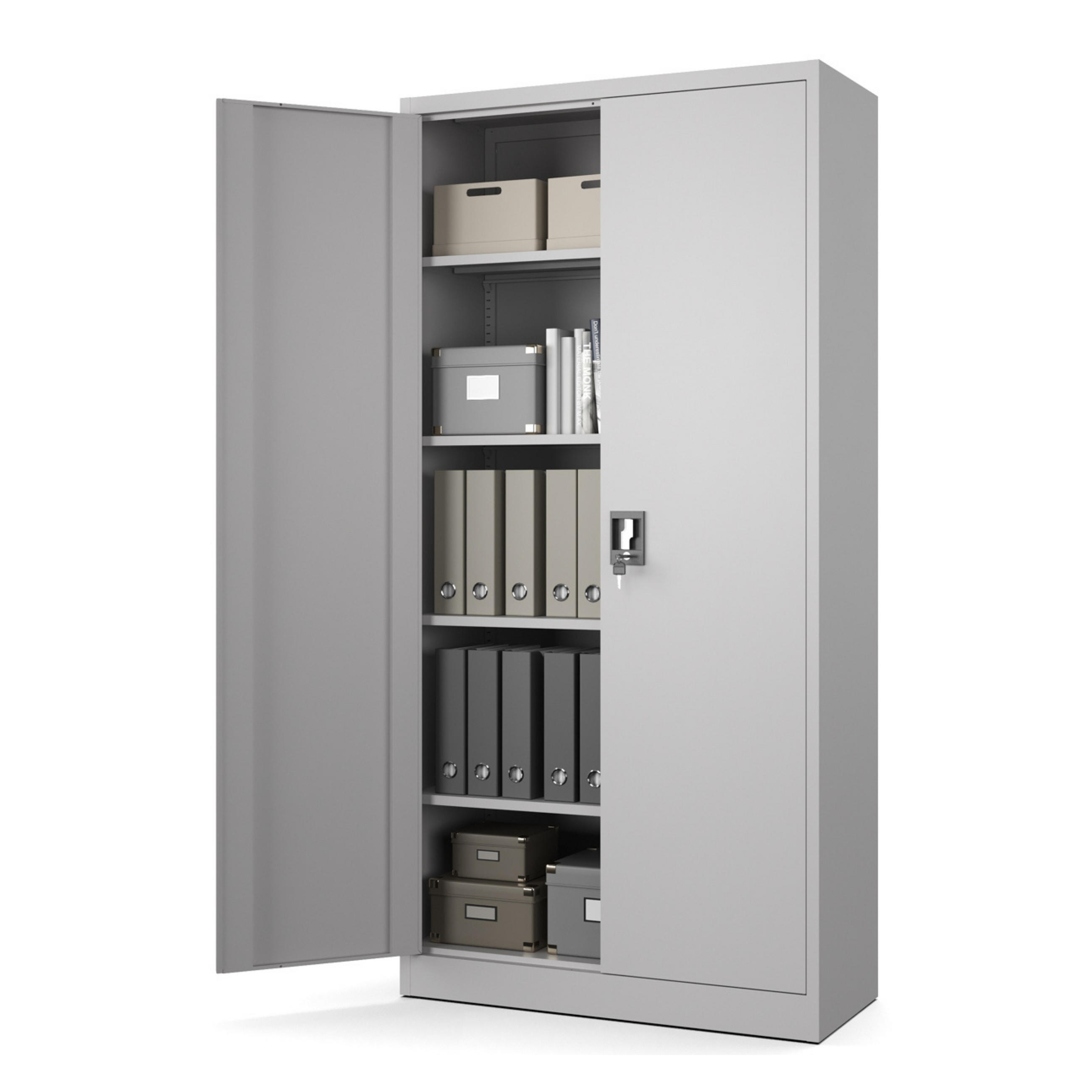 AKTENSCHRANK für Büro Metallschrank für Dokumente und Ordner Stahlschrank Hellgrau abschließbar 90x40x185cm - Hellgrau, Metall (90/185/40cm) - Muralo