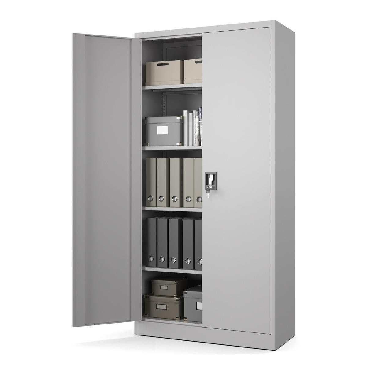 AKTENSCHRANK für Büro Metallschrank für Dokumente und Ordner Stahlschrank Hellgrau abschließbar 90x40x185cm - Hellgrau, Metall (90/185/40cm) - Muralo