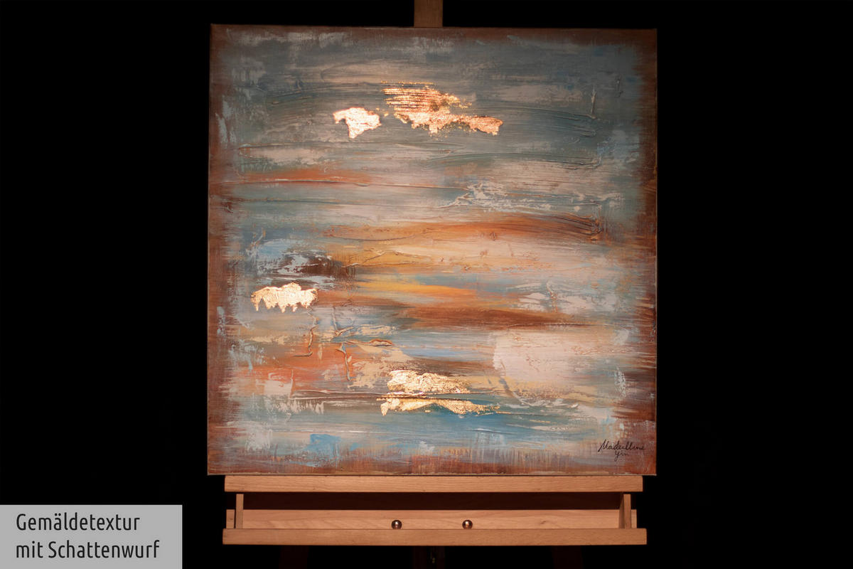 ACRYLBILD HANDGEMALT 60/60 cm - Blau/Braun, Holz/Textil (60/60cm) - KUNSTLOFT