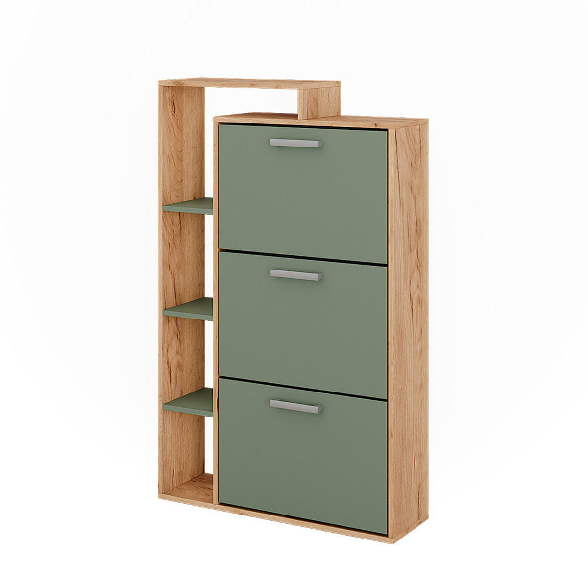 SCHUHKIPPER Orlando Goldkraft Eiche/Grün 80 x 128.3 cm mit 3 Fächern - Eichefarben/Grün, Holzwerkstoff (80/128.3/24.2cm) - Vicco