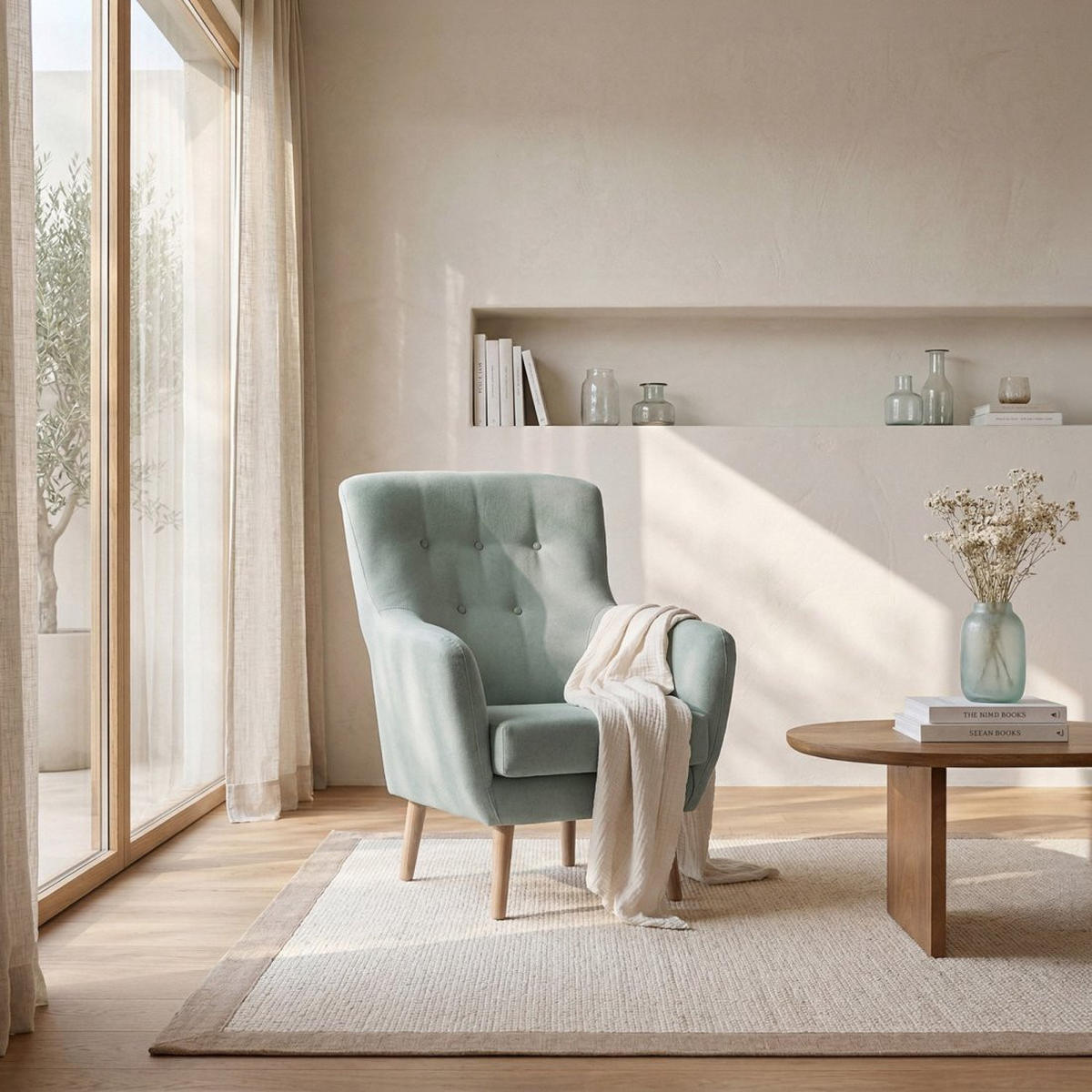 LESESESSEL Astrid Grün 73 cm x 100 cm - Grün, Textil (73/100/83cm) - Klast Home