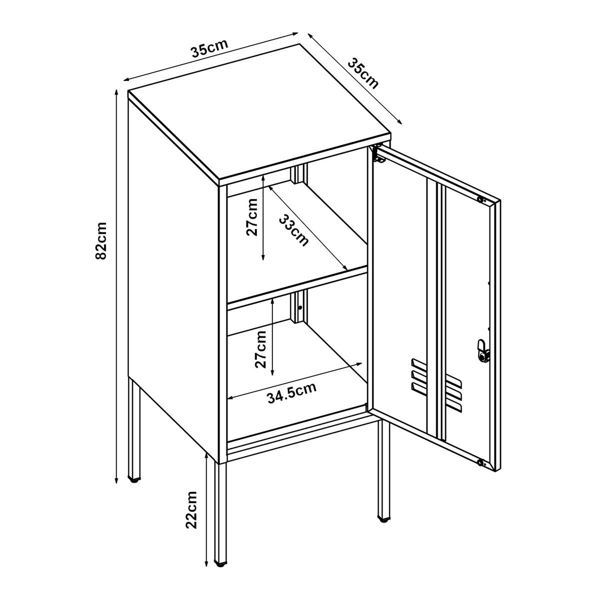 NOČNÍ SKŘÍŇ Hausjärvi - bílá, kov (35/82/35cm) - [en.casa]