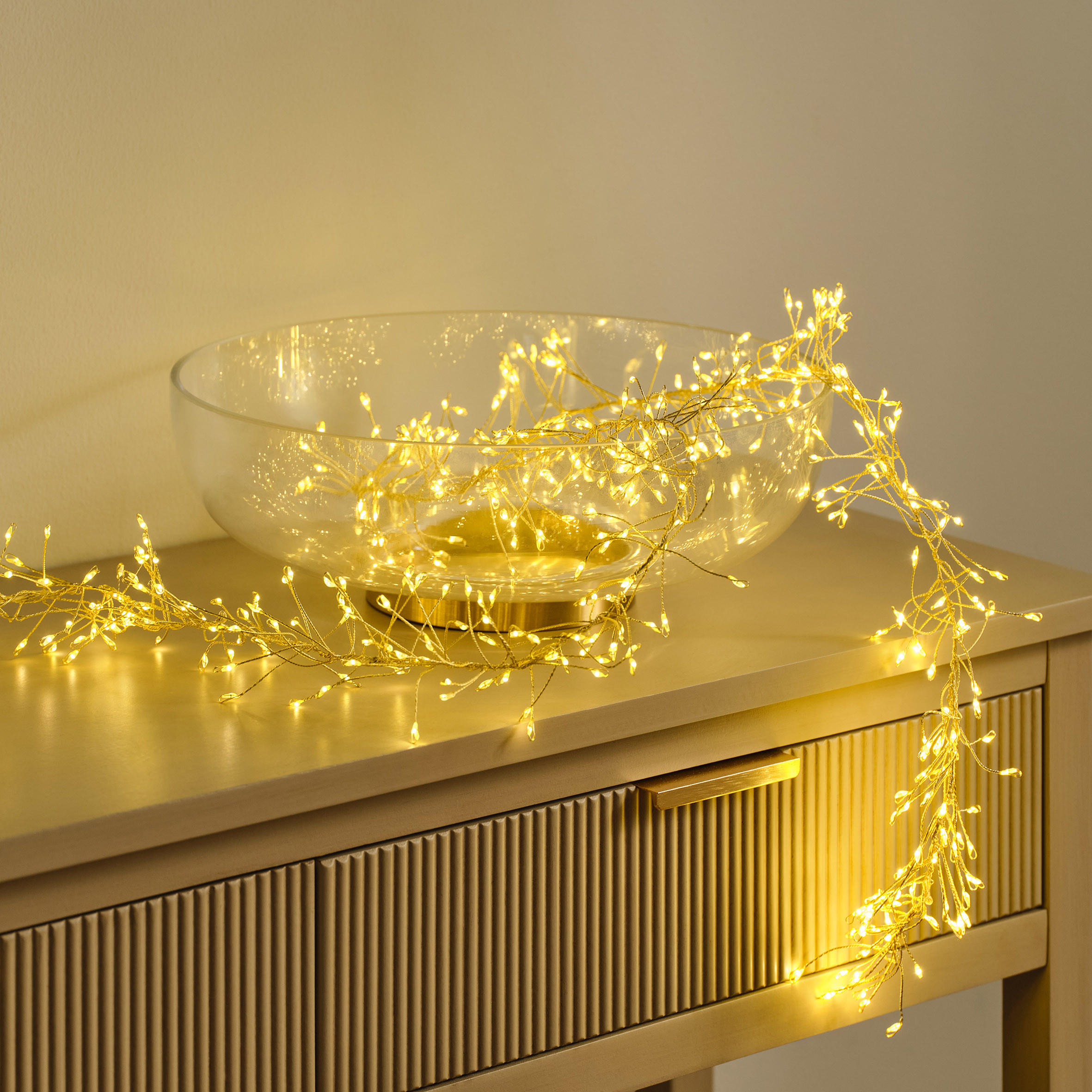 LICHTERKETTE Metwire, Gold, 9 x 9 x 500 cm, Dekorative Weihnachtsdeko - Goldfarben, Metall (500cm) - home&you