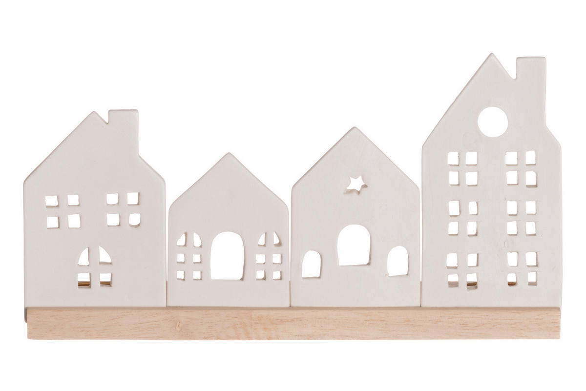 KERZENSTÄNDER Stadt Porzellan 30/8/16 cm - Weiß, Keramik (30.2/16/7.7cm)