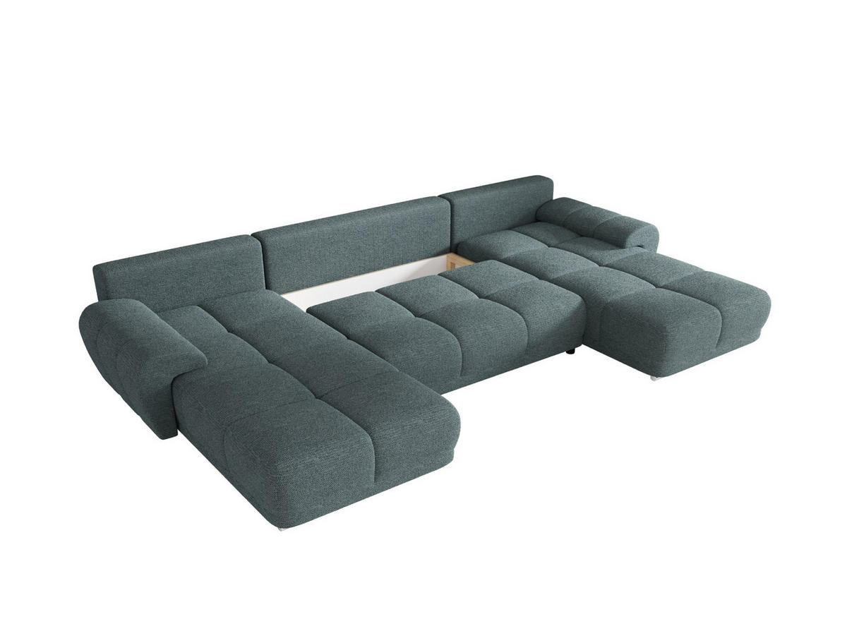ECKSOFA BEGA U Links ARAGON 75 mit Schlaffunktion - Blau, Textil (372/87/185cm) - Bedante