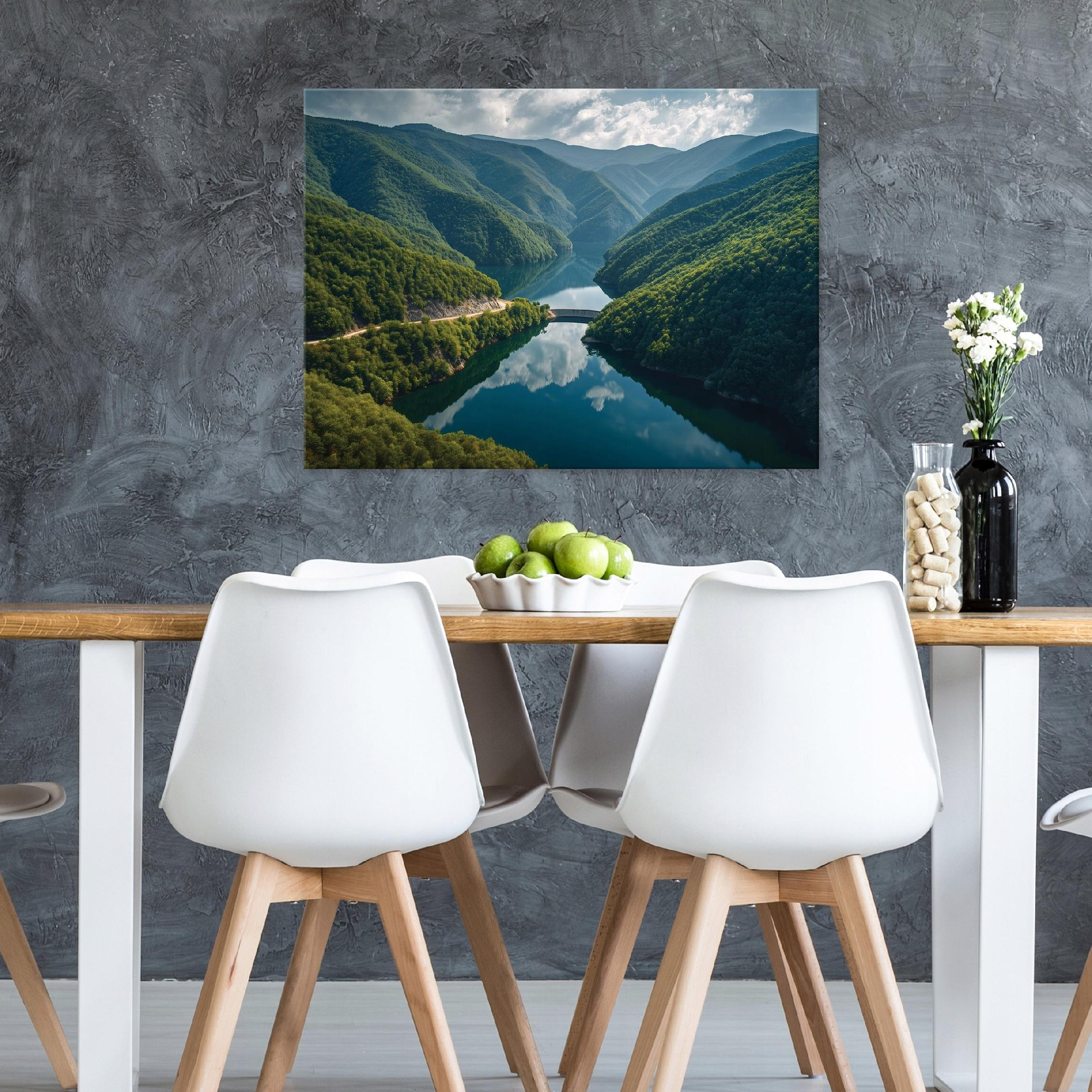 LEINWANDBILD Gebirge Landschaft Grün 100x70 cm - Multicolor, Holzwerkstoff (100/70cm) - Wallarena