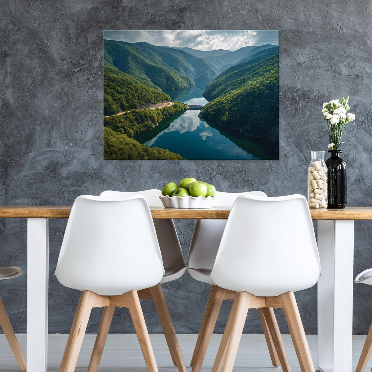LEINWANDBILD Gebirge Landschaft Grün 100x70 cm - Multicolor, Holzwerkstoff (100/70cm) - Wallarena