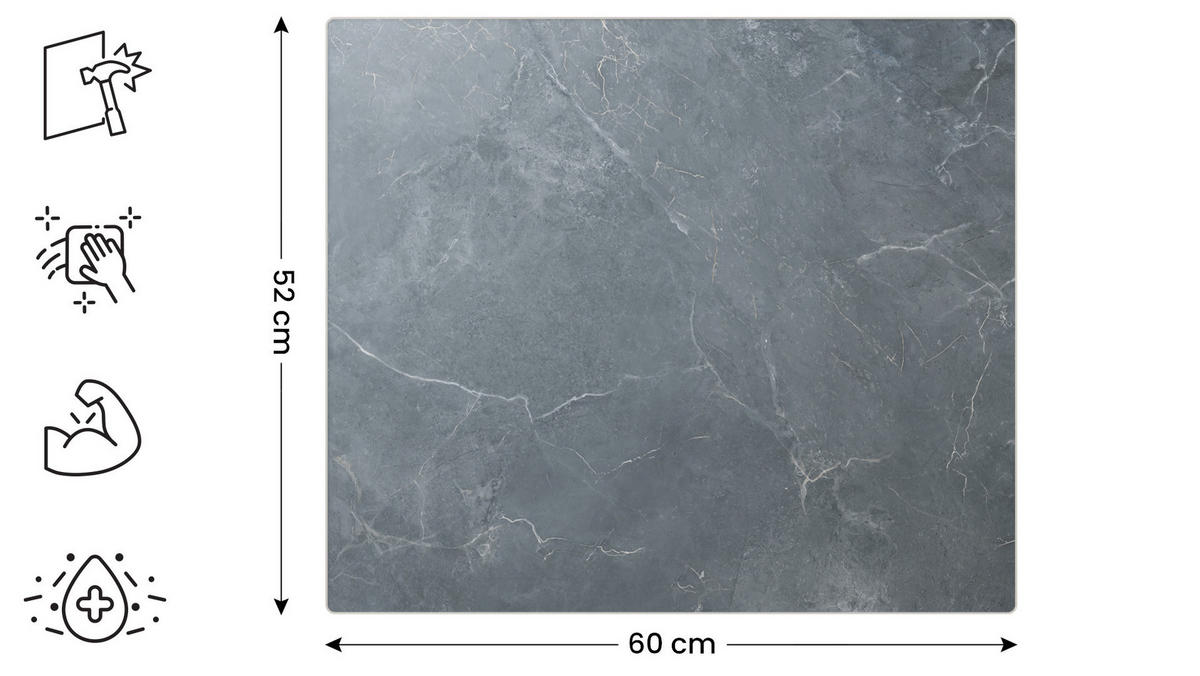 GLAS Herdabdeckplatte Schneidebrett ANTHRAZIT MARMOR 52x60 cm Multi-Platte Arbeitsplatte Herdschutz Deko für Küchen Gehärtetes - Anthrazit, Glas (60/0.4cm) - ALLboards