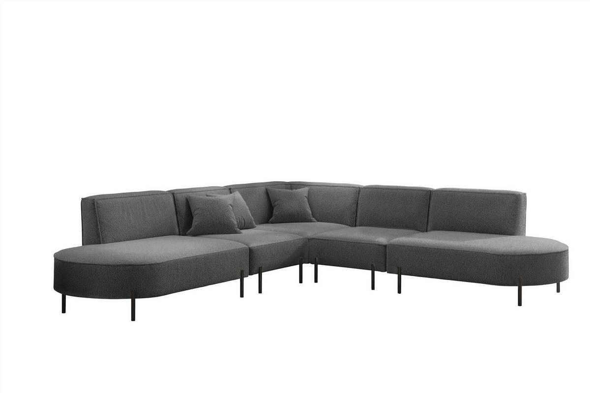 ECKSOFA Valencia - Dunkelgrau, Holzwerkstoff/Textil (303/303cm) - Fun Möbel