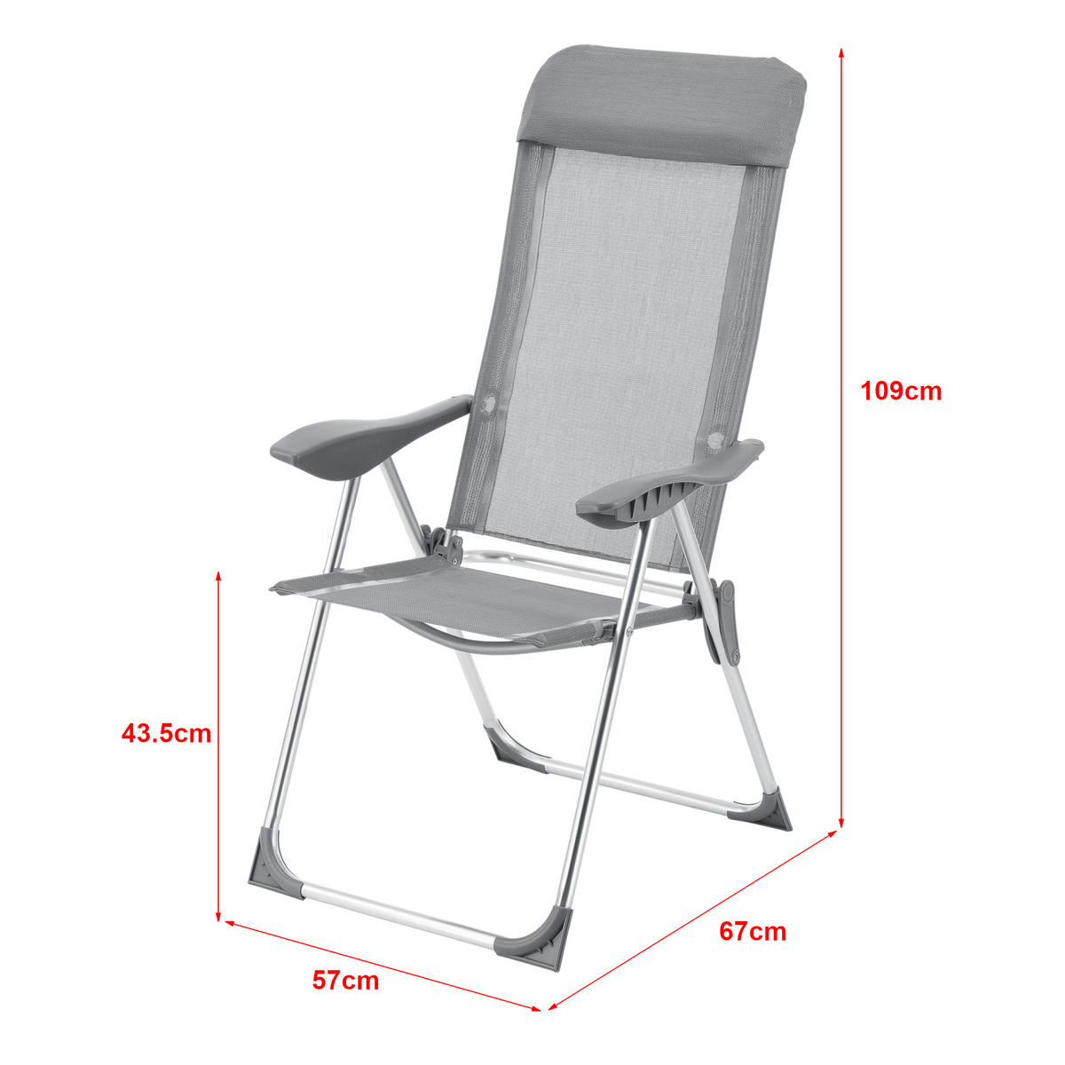 KLAPPSTUHL-SET 2 TLG. Errenteria - Hellgrau, Textil/Metall (57/109/67cm) - [en.casa]