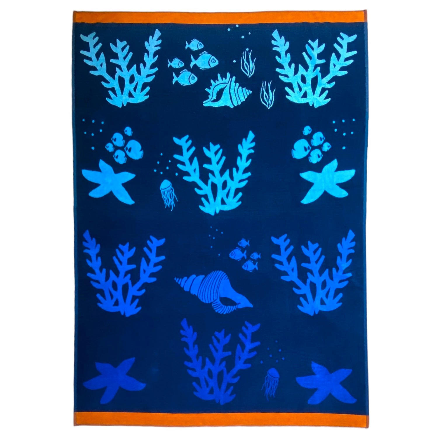 STRANDTUCH Frottee Velours Jacquard Algas 140x180 400g/m² - Blau, Textil (140/180cm) - LE COMPTOIR DE LA PLAGE