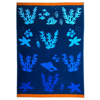 STRANDTUCH Frottee Velours Jacquard Algas 140x180 400g/m² - Blau, Textil (140/180cm) - LE COMPTOIR DE LA PLAGE