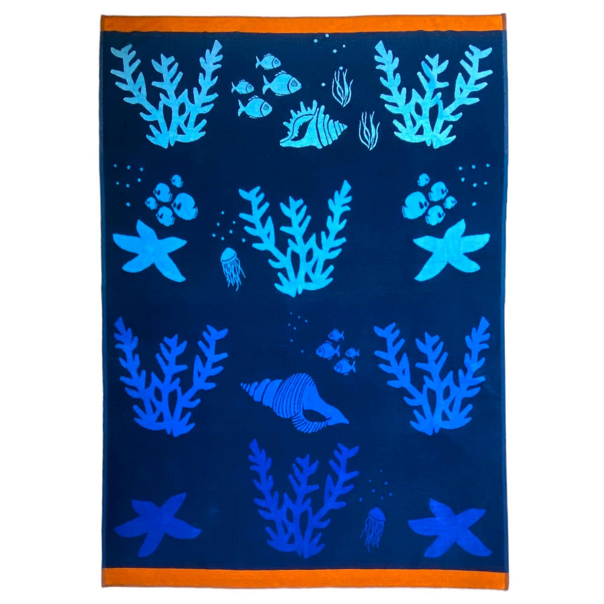STRANDTUCH Frottee Velours Jacquard Algas 140x180 400g/m² - Blau, Textil (140/180cm) - LE COMPTOIR DE LA PLAGE
