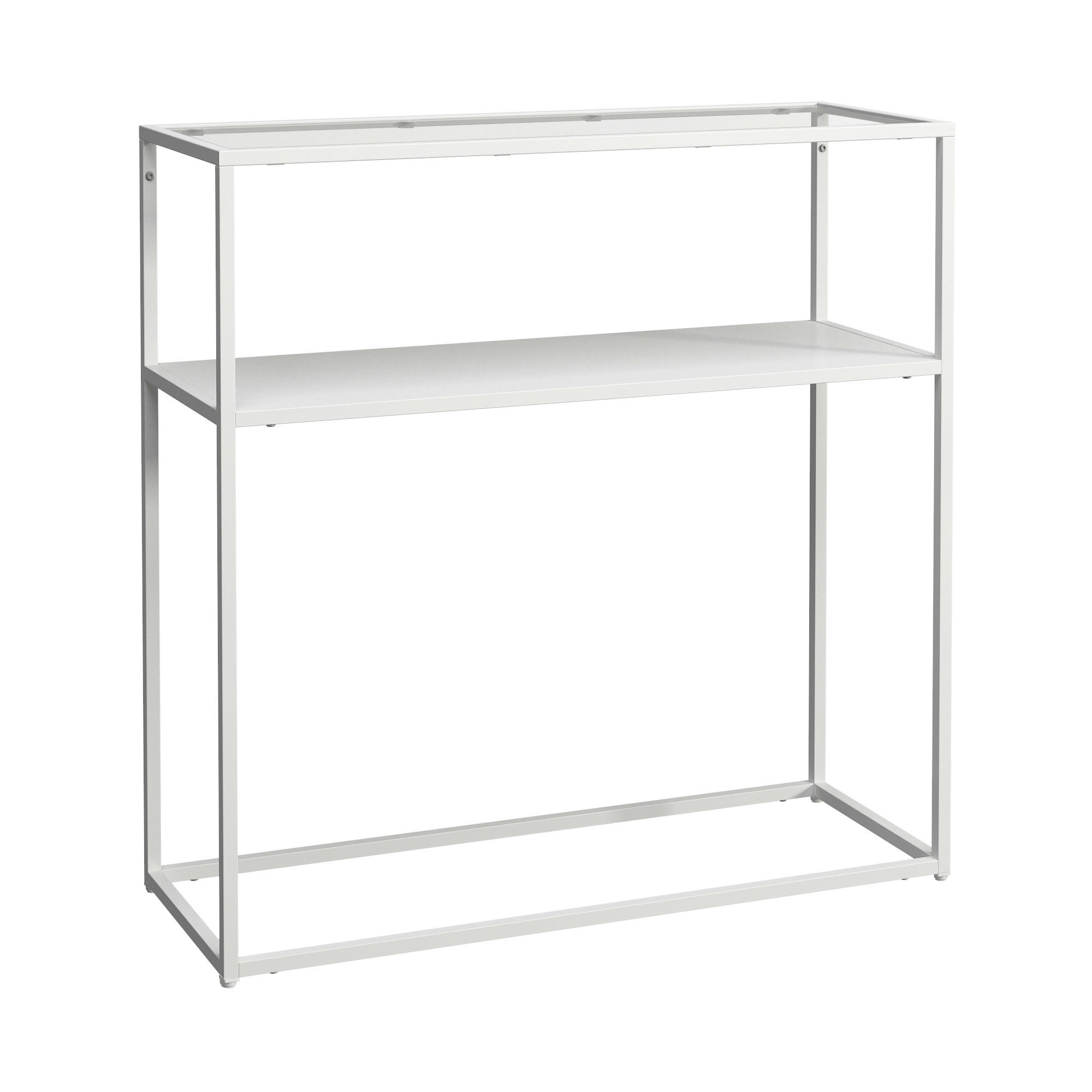 KONSOLENTISCH Kuhmo - Transparent/Weiß, Glas/Metall (30/80/80cm) - [en.casa]