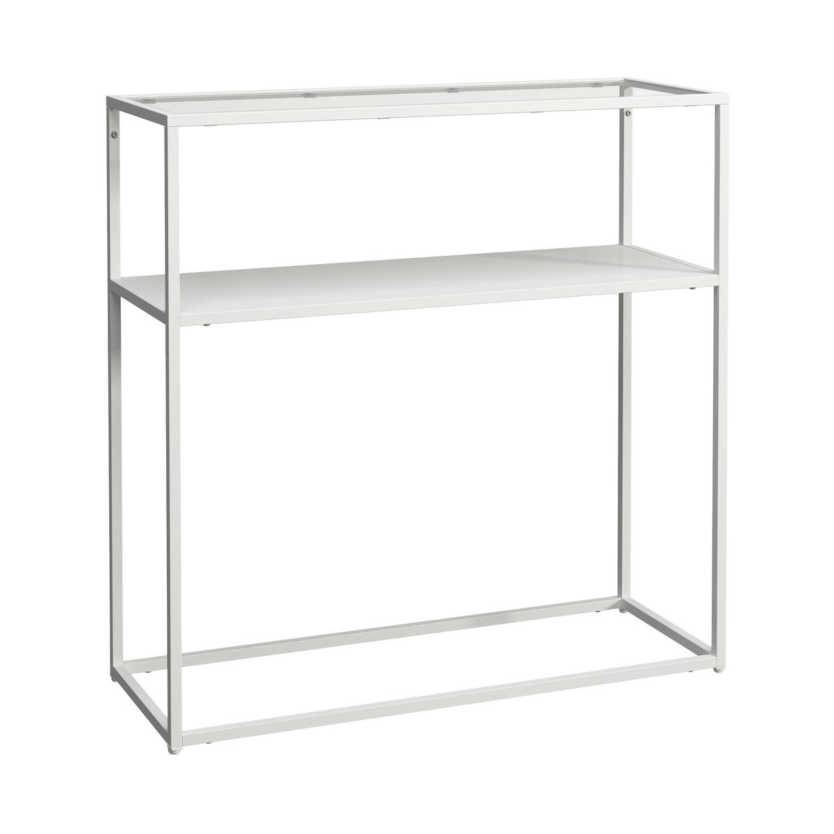 KONSOLENTISCH Kuhmo - Transparent/Weiß, Glas/Metall (30/80/80cm) - [en.casa]