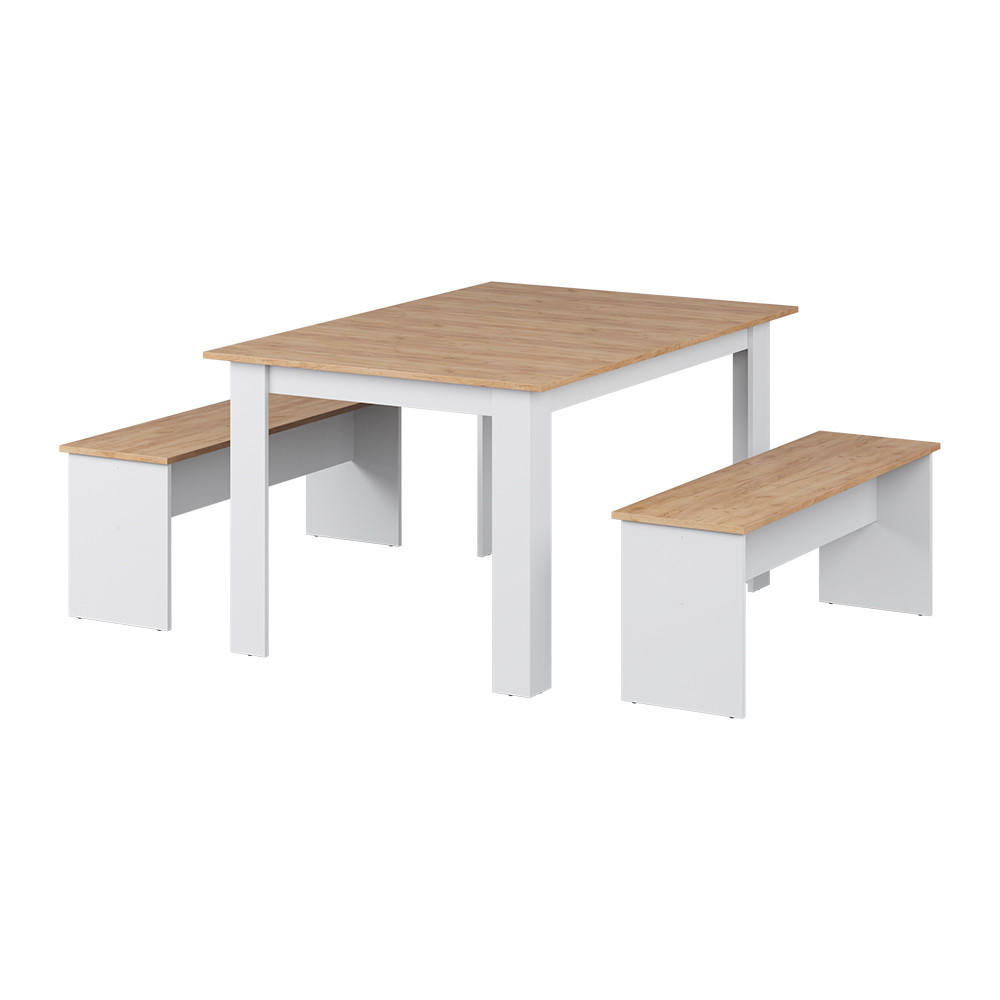 Vicco ROHOVÁ LAVICE Sentio Bílý/zlatý dub 137.6 x 92.8 cm se 2 lavicemi