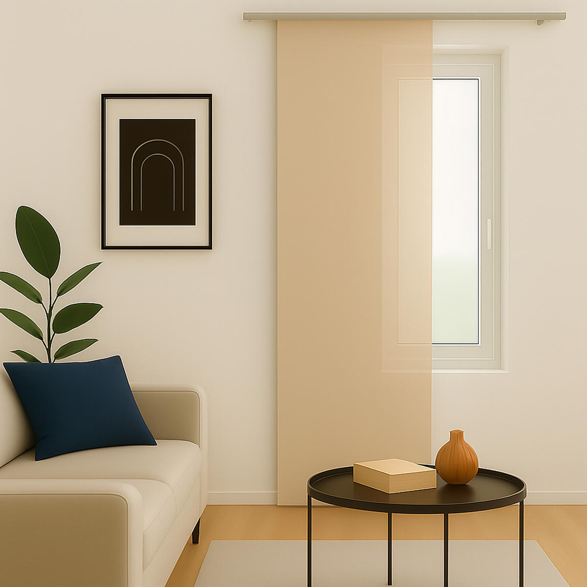 FLÄCHENVORHANG blickdicht 60x245 cm Beige mit Technik - Beige, Textil (60/245cm)