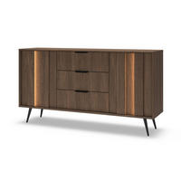 KOMMODE mit Schubladen 154 cm Resta, Metallbeine, 2 Türen, Eiche Dunin - Eichefarben/Schwarz, Holz/Metall (154/83/40cm) - Emporius