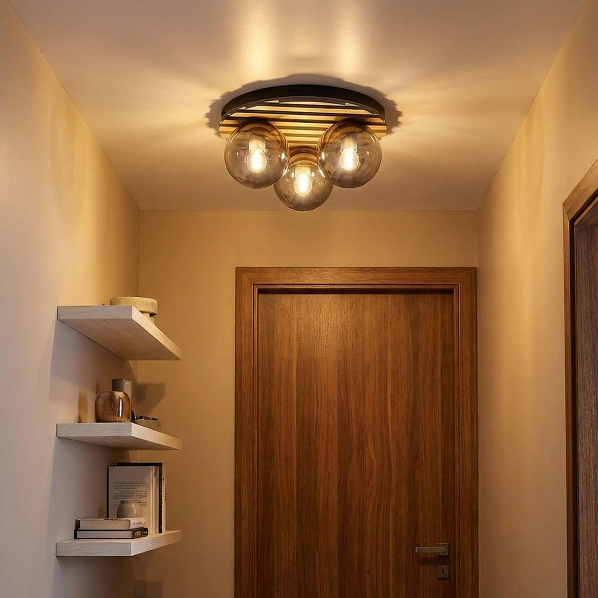 DECKENLEUCHTE PARSONS Metall schwarz matt - Schwarz, Glas (39/39/20cm) - Globo Lighting