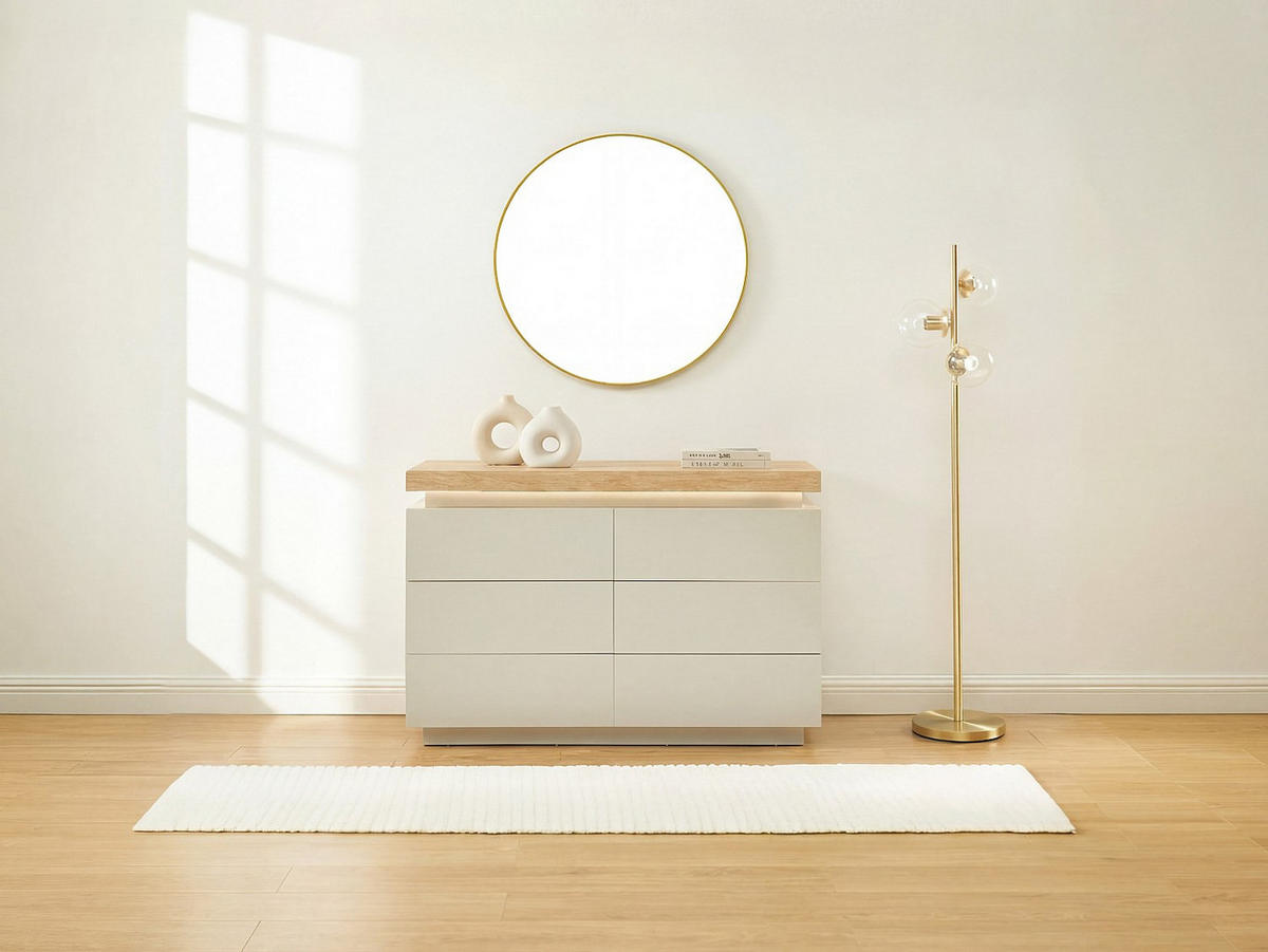 KOMMODE - 120 cm x 40 cm - holz - beige, naturfarben hell Halo - Beige/Naturfarben, Holz (120/80/40cm) - Vente-Unique