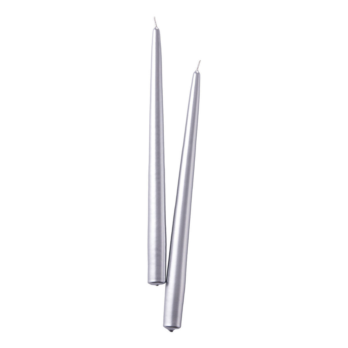 KERZE (12er-Set) Twin Flame konische Zwillingskerzen - Silberfarben, Paraffin (4/31/2cm) - Butlers