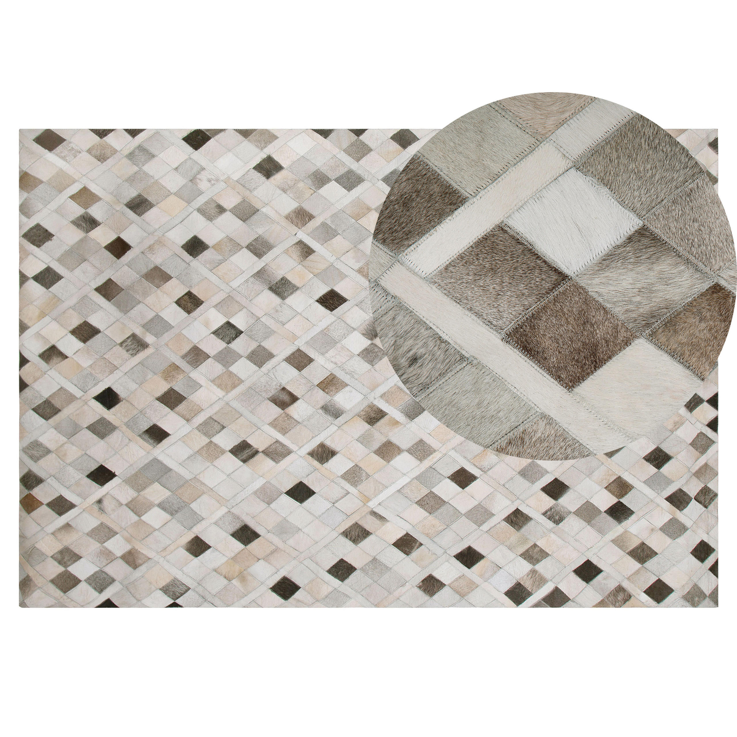 KURZFLOR-TEPPICH Hirka 200/140 cm - Grau, Fell (140/200cm) - Beliani