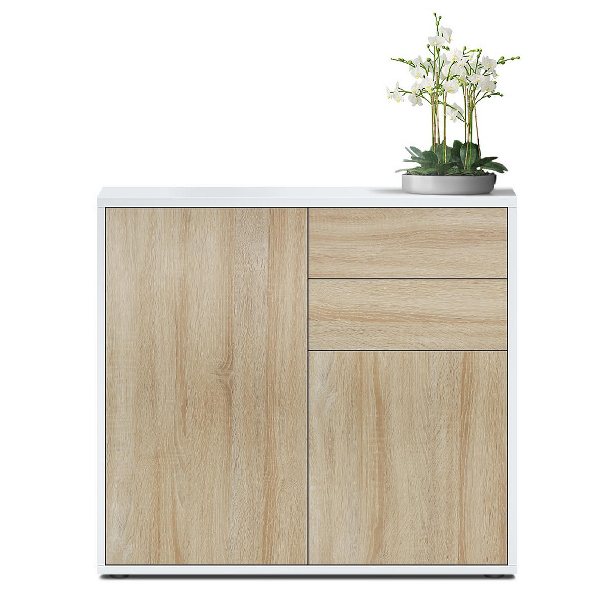 KOMMODE Ben Front in Eiche sägerau - Eiche San Remo, Holzwerkstoff (79/74/36cm) - Vladon