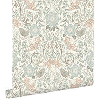 TAPETE Blumen und Vögel im Jugendstil 53 cm x 10.05 m - Weiß, Papier (53/1000cm) - ESTAhome