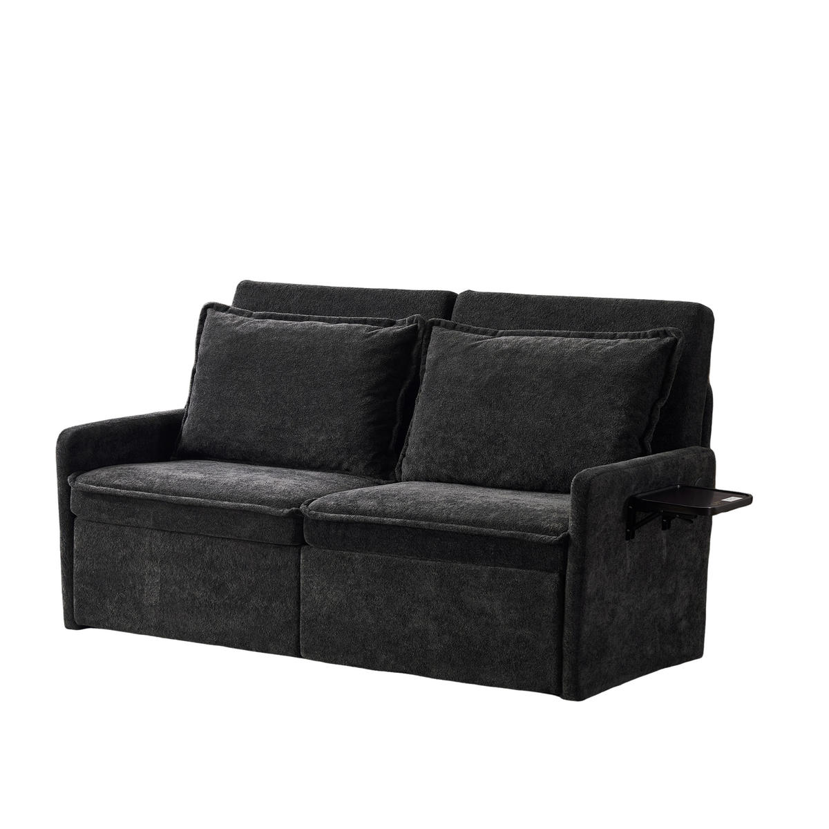 SCHLAFSOFA 172.5/71/95 cm Schwarz mit USB-Anschluss, 5-fach verstellbarer Rückenlehne und Stauraum - Schwarz, Textil (71/95/172.5cm) - Oxeza