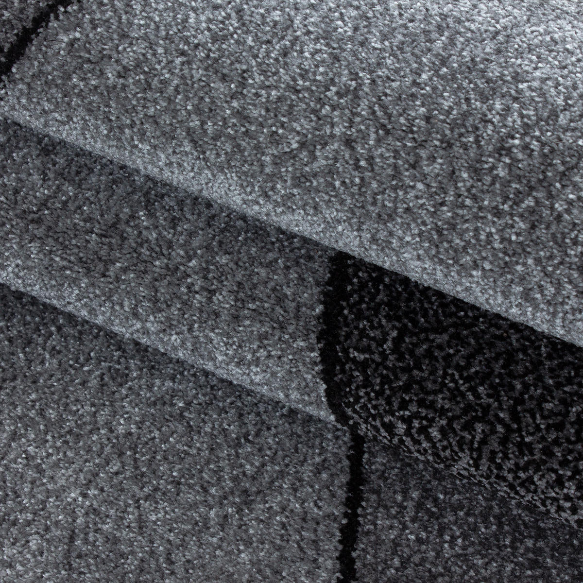TEPPICH Kurzflor Geometrisch Polypropylen Wohnzimmer Grau Läufer 80x150 - Grau, Textil (80/150cm) - KADIMA DESIGN