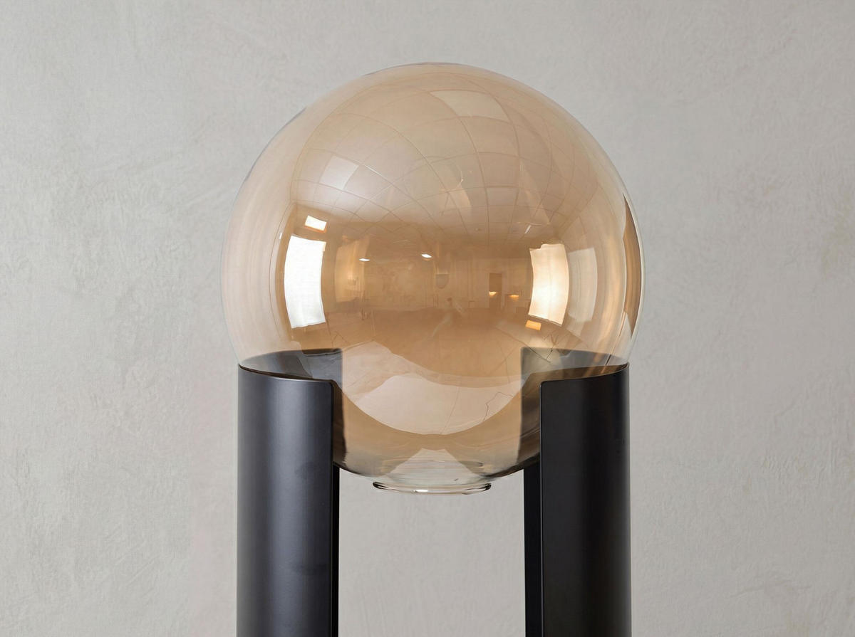 STEHLEUCHTE aus Rauchglas und schwarzem Stahl Ø32/143 cm - Schwarz, Glas/Metall (32/32/143cm) - The Lumine