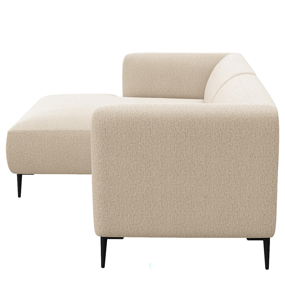 1,5-SITZER ECKSOFA mit Longchair - Beige/Schwarz, Textil/Metall (211/148cm) - home24