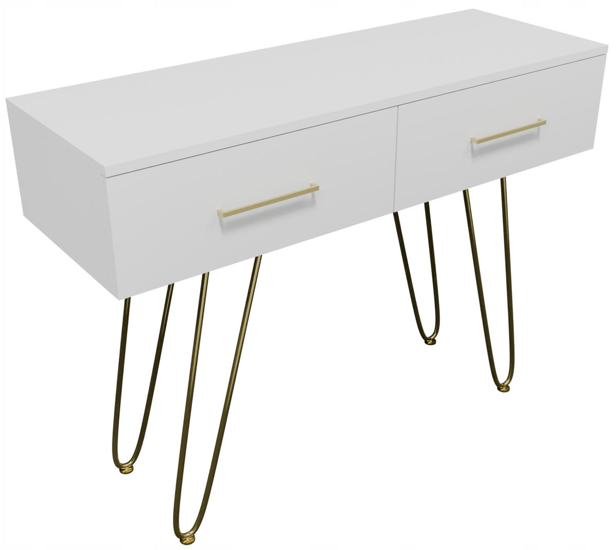 SCHMINKTISCH CR3-C1 Weiß-Golden 100/37/76 cm - Goldfarben/Weiß, Holzwerkstoff (100/76/37cm)