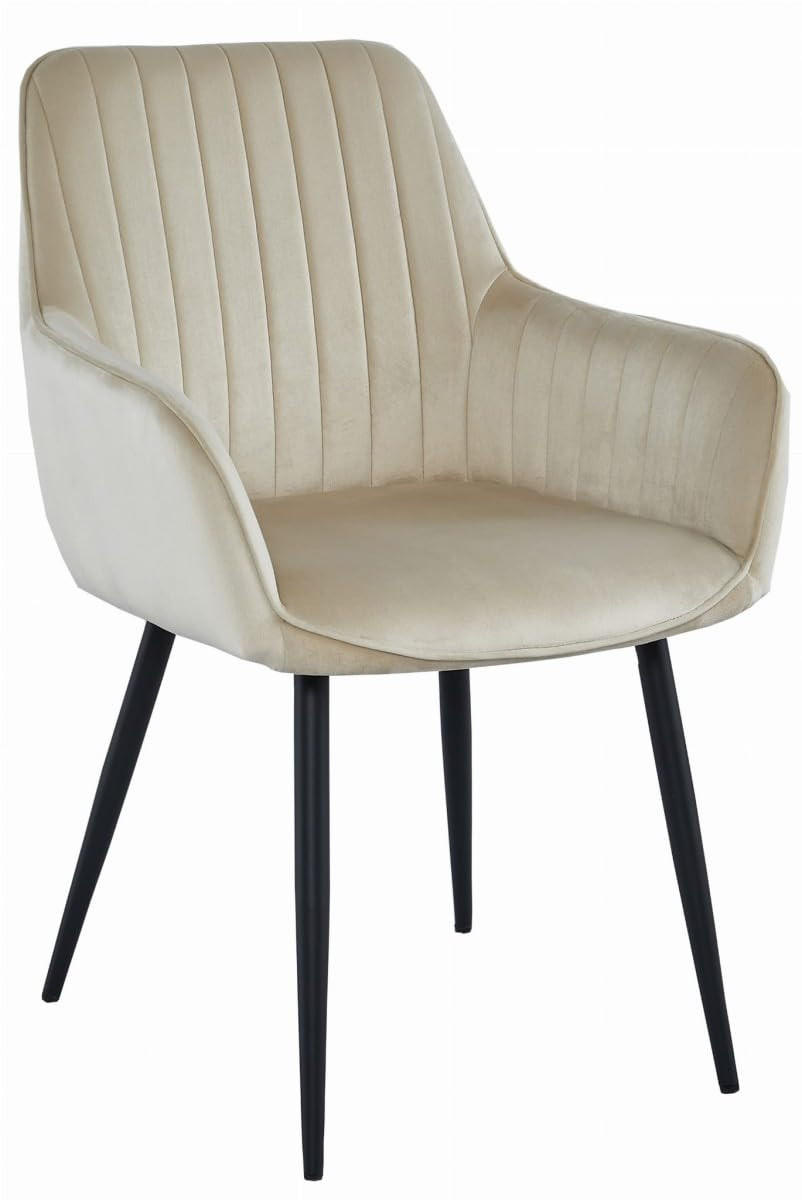 ESSZIMMERSTUHL Beigefarbener Velours, gepolsterte Rückenlehne, bequeme Sitzfläche - Beige, Textil (51/86/56cm) - Best For Home