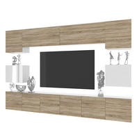 WOHNWAND Milano 3, Sonoma Eiche/Weiß, 300 cm, Grifflos - Sonoma Eiche, Holz (300/60/36cm) - B BELINI GROUP
