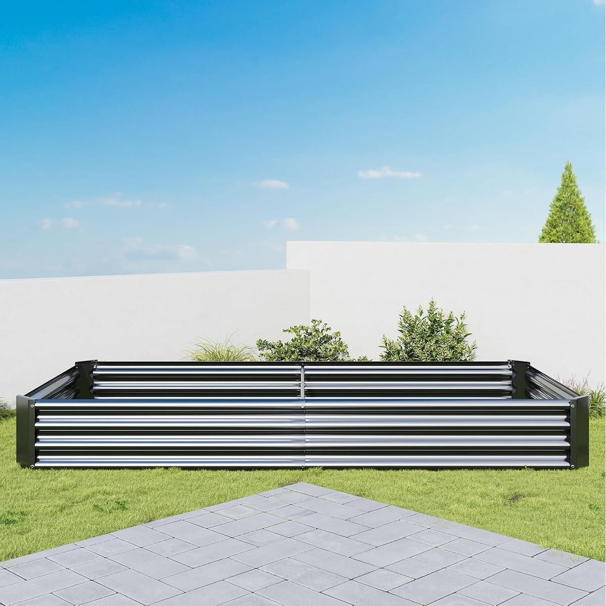 HOCHBEET-SET Metall Schwarz 232 x 113 x 30 cm - Schwarz, Metall (113/30/232cm)