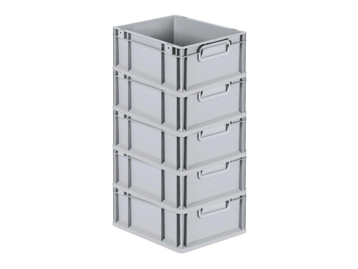 EUROBOX 5x Nextgen Economy Griffe Geschlossen 17x30x40cm 16 Liter - Grau, Kunststoff (30/17/40cm) - PROREGAL