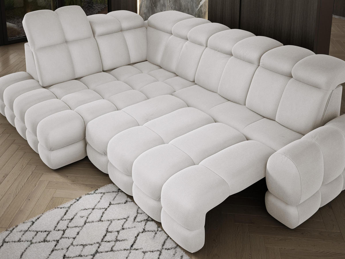 ECKSOFA TOLLO Solar-stoff L-form 302x217x105 cm esche - Silberfarben, Holz/Textil (302/217cm) - DomoHome