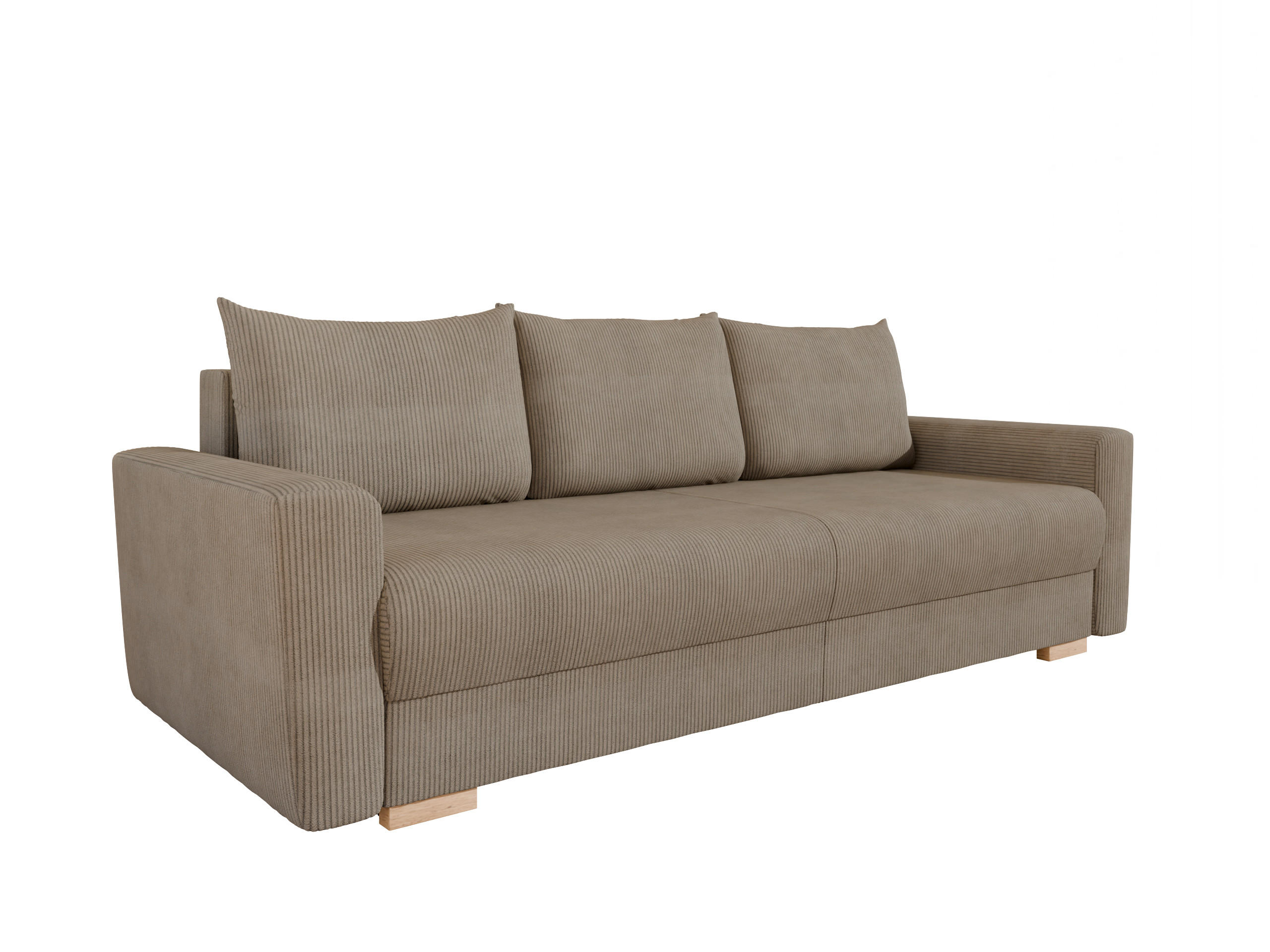 3-SITZER-SCHLAFSOFA ELMA mit Bettfunktion, hellbraun - Hellbraun, Holz (92.5/79/230cm) - Panda Möbel