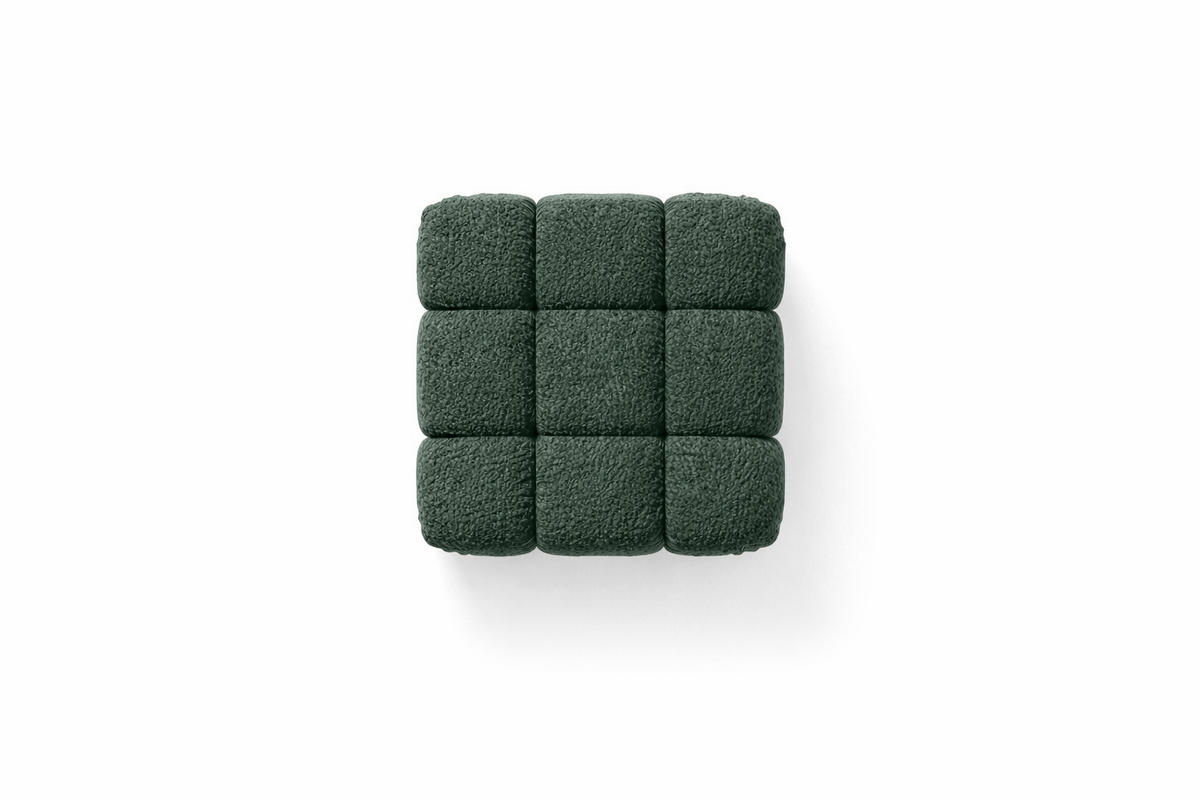 HOCKER Modularer, Bouclé-Stoff Abriamo, Dunkelgrün, Selia - Dunkelgrün, Holz (95/40/95cm) - Kaiser Möbel