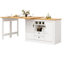 BAROVÝ stůl 120-180/40/76 cm výsuvný, otočný o 360° s úložným prostorem, MDF, Přírodní/Bílá - přírodní, kompozitní dřevo (40/180/76cm) - Redom