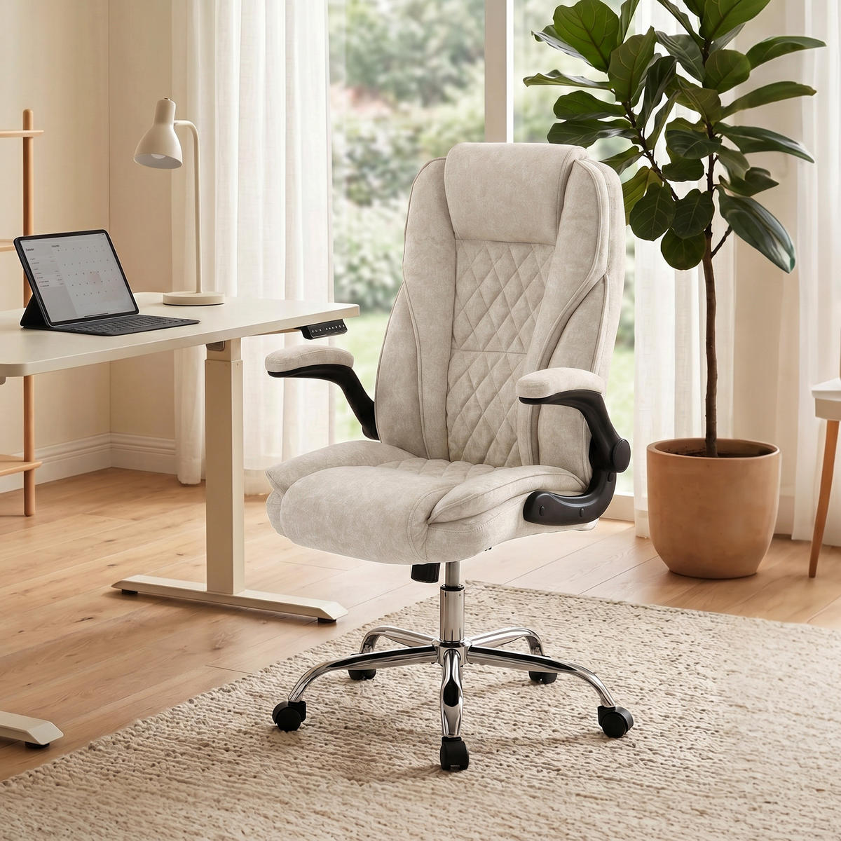 BÜROSTUHL Beige 70.0/70.0/122.0 cm - Beige, Textil (70/122/70cm)